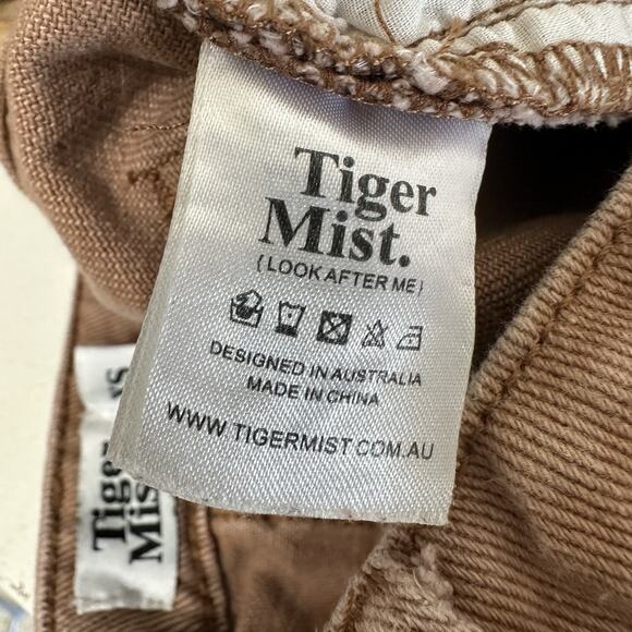 Tiger Mist Jeans Womens XS Brown Orange Wide Leg Raw Hem High Rise Boho - Picture 8 of 10